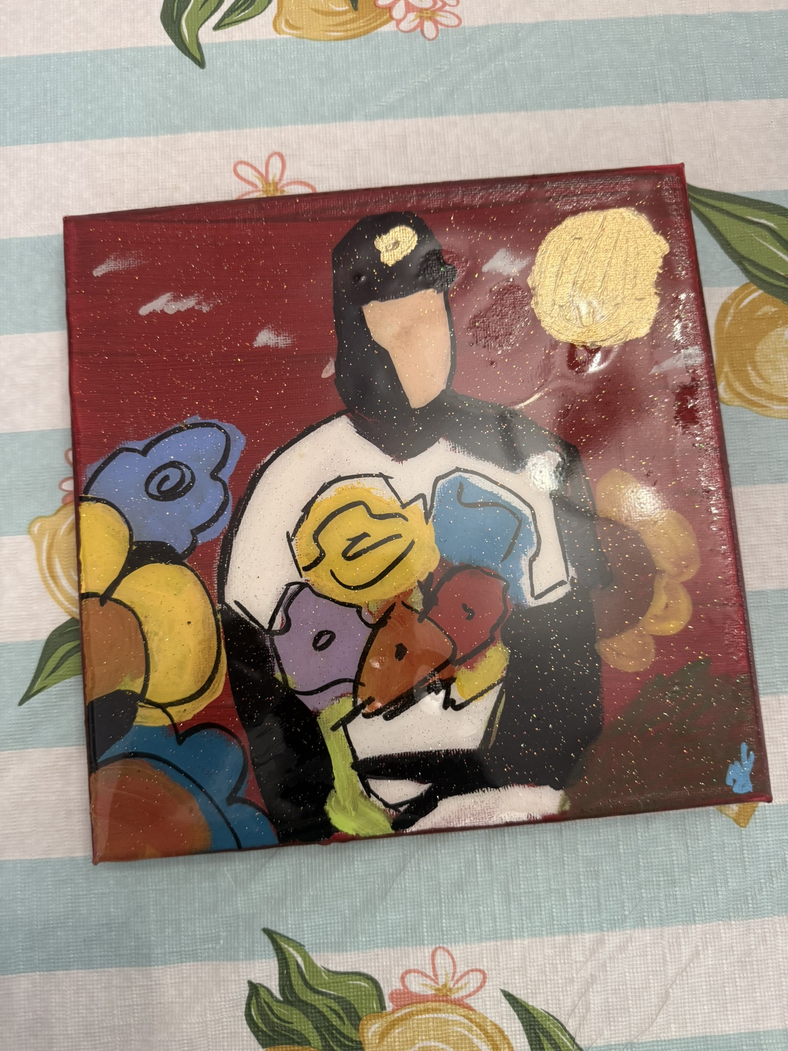 Untitled No. 54 — Acrylic and gold leaf on mini canvas